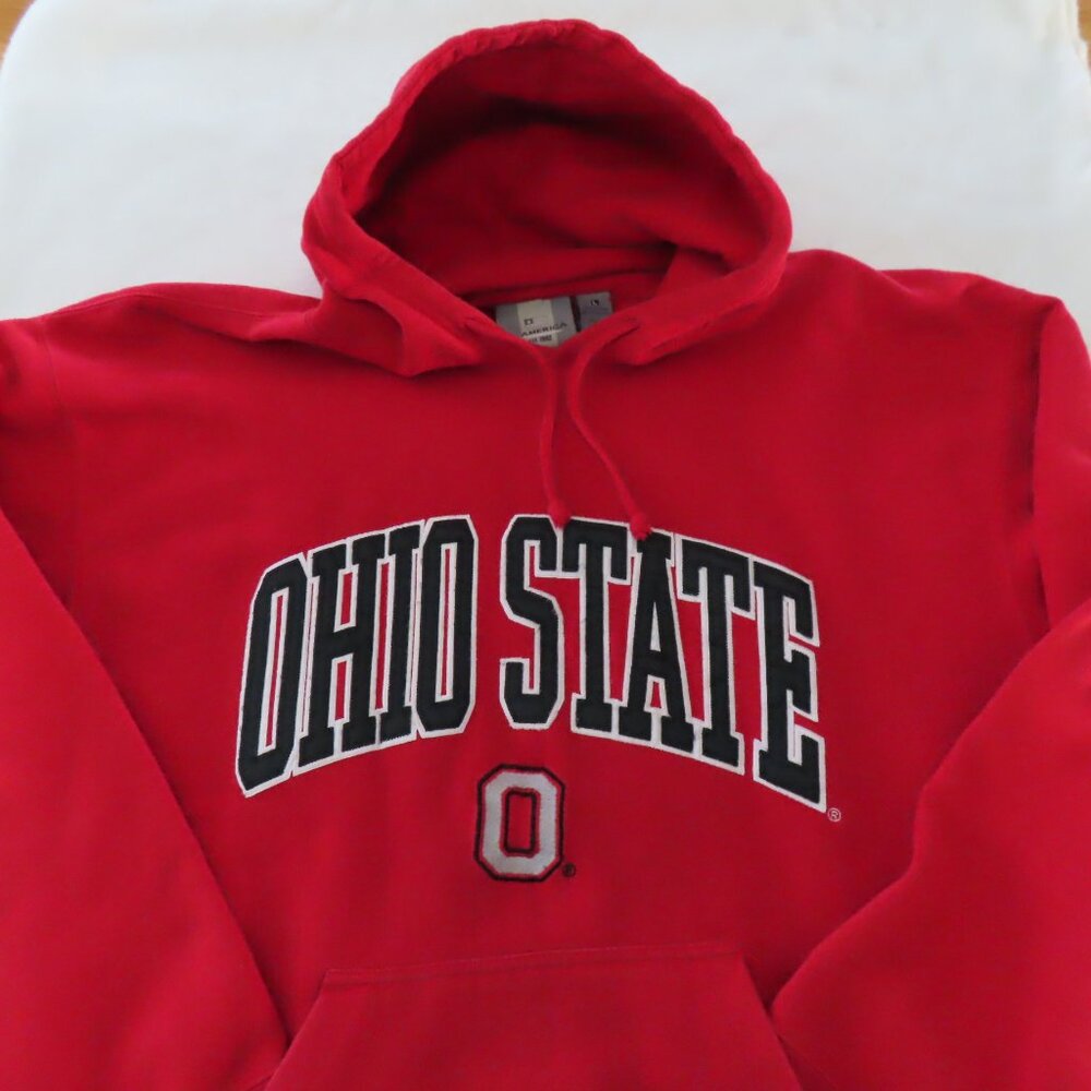 Ohio State Hoodie Sweatshirt J. America Pullover Red College Size Large Buckeyes